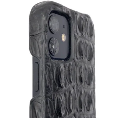 Coque en Crocodile véritable pour iPhone 15, 14, 13, 12, 11, XS, XR, 8, 7, SE