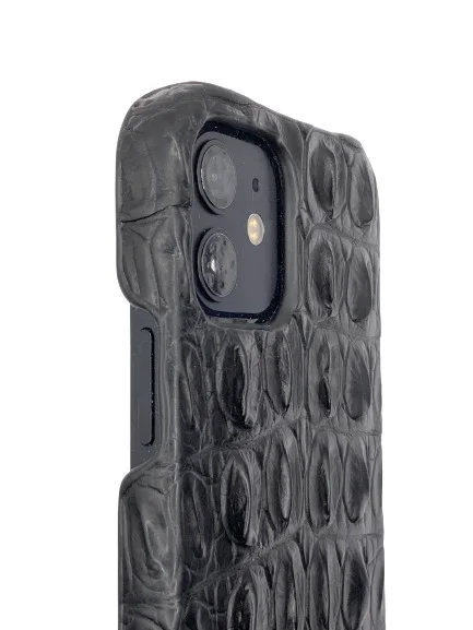 Coque en Crocodile véritable pour iPhone 15, 14, 13, 12, 11, XS, XR, 8, 7, SE