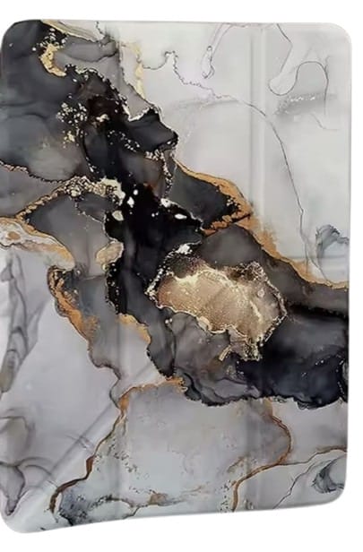 Coque iPad imitation marbre veiné gris