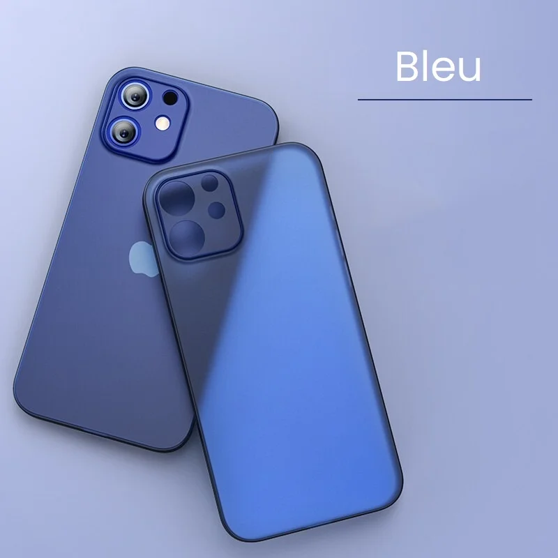 Coque iPhone mate ultra mince de couleur bleue
