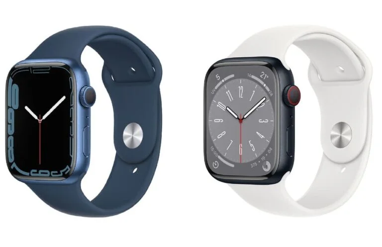 Photo de l'Apple Watch series 7 et 8