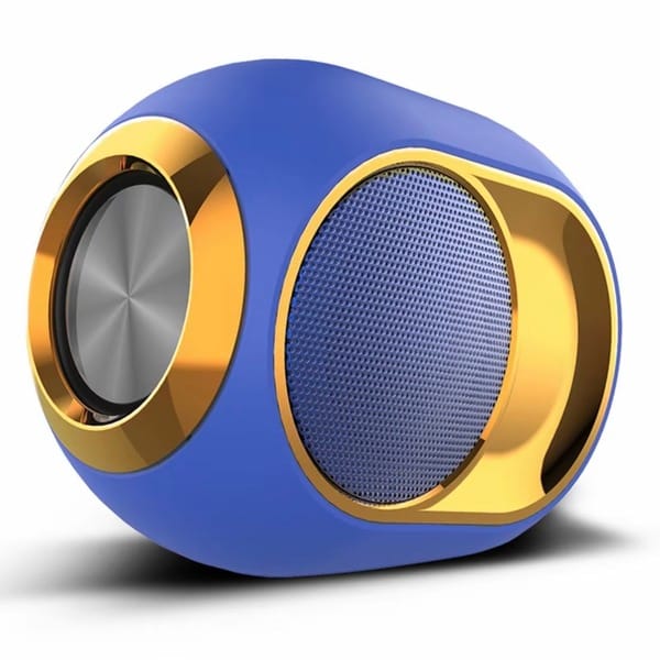 Enceinte Bluetooth X6 bleue et or avec un design exceptionnel